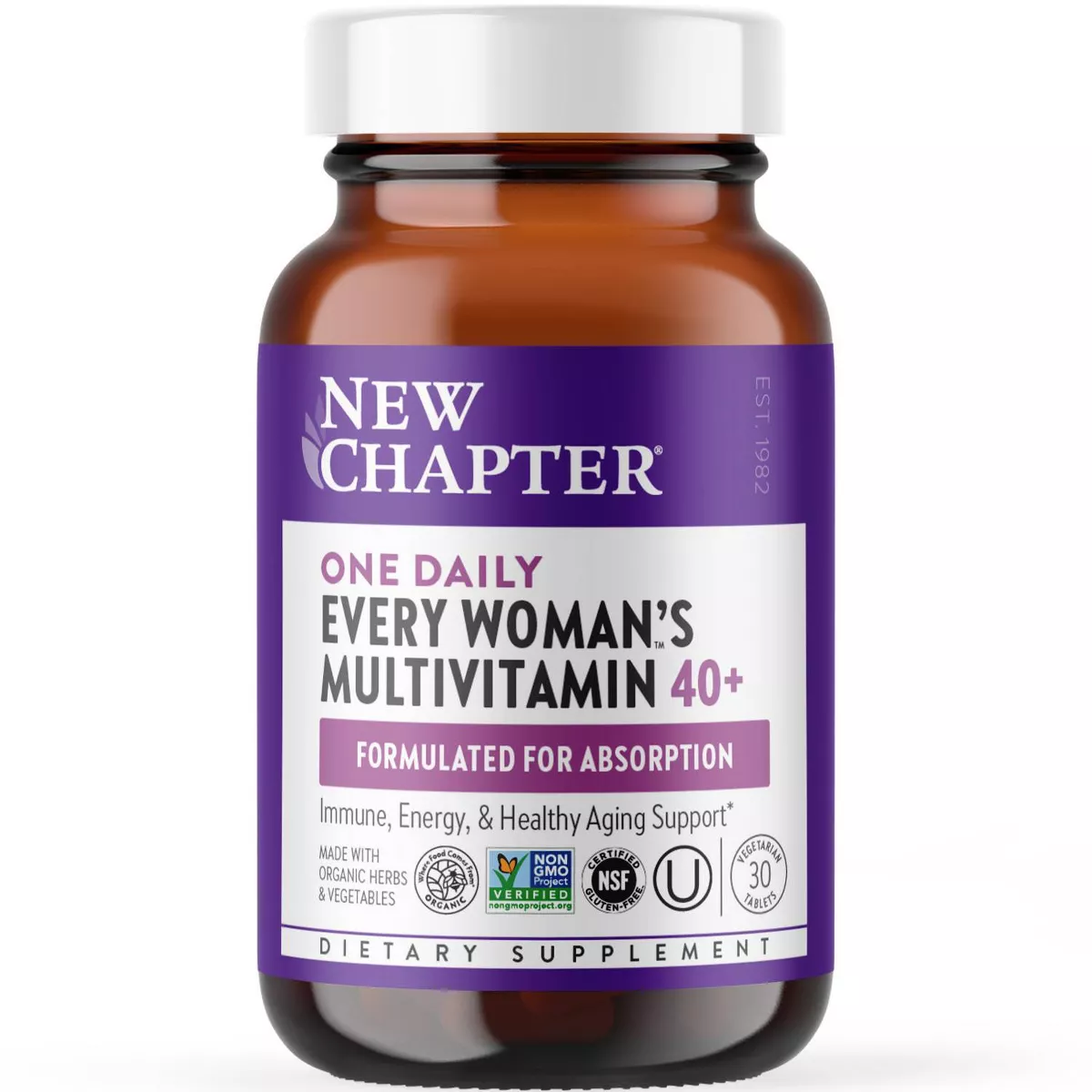 New Chapter Women's Multivitamin 40+, Every Woman's One Daily 40+ with Vitamin C, Vitamin D3, Vitamin B12, Chaste Tree & Zinc - 30ct