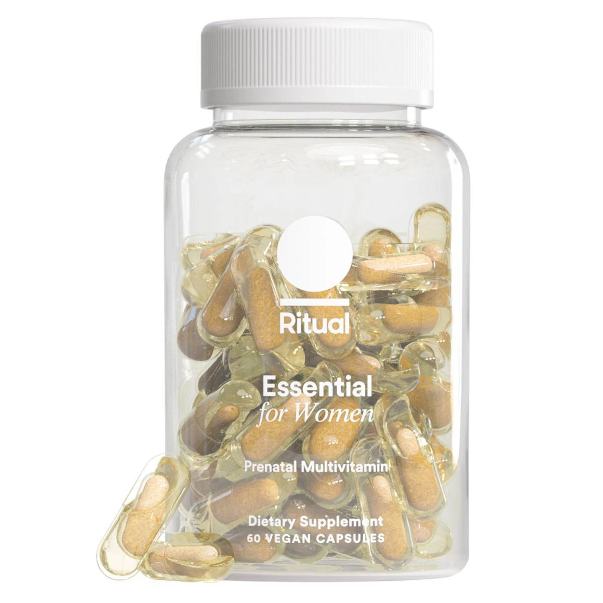 Ritual Prenatal Multivitamin with Folate, Choline, Vegan Omega-3 DHA and Chelated Iron Vegan Capsules - Citrus Essenced - 60ct