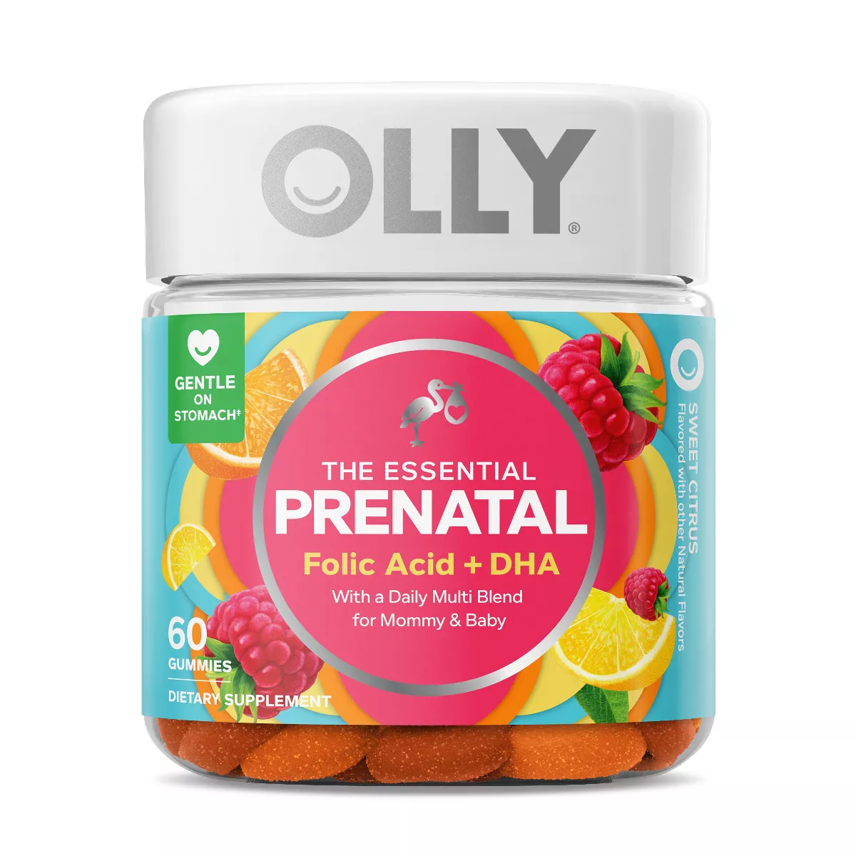 OLLY Essential Prenatal Multivitamin Gummies - Sweet Citrus - 60ct