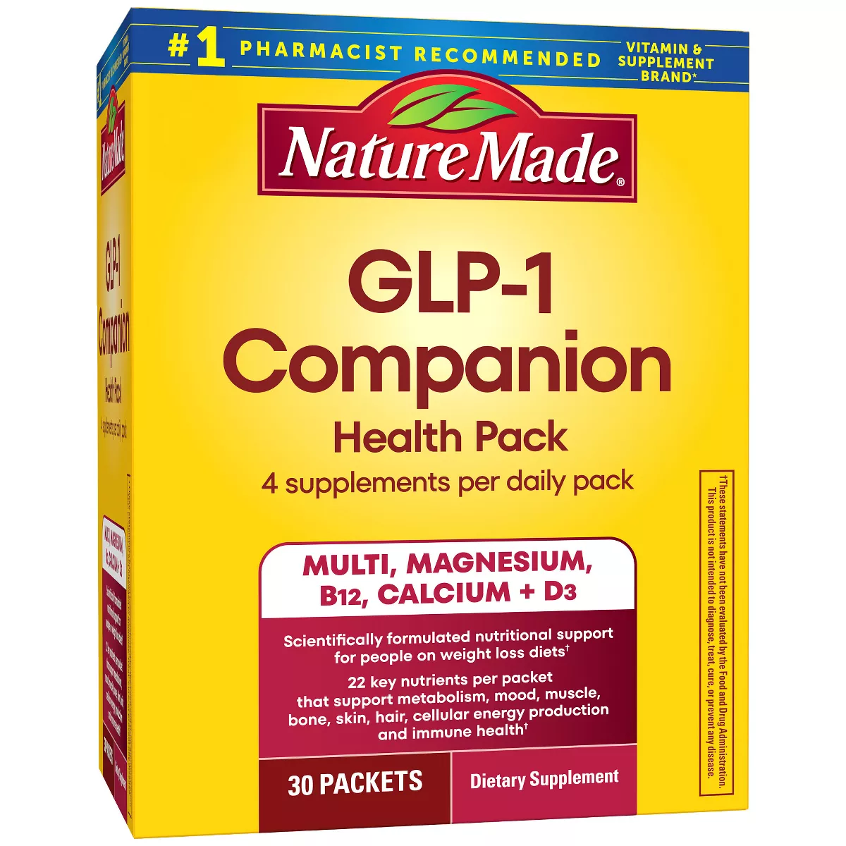 Nature Made GLP-1 Companion Health Pack, Nutritional Support for Weight Loss Diets - 30 ct